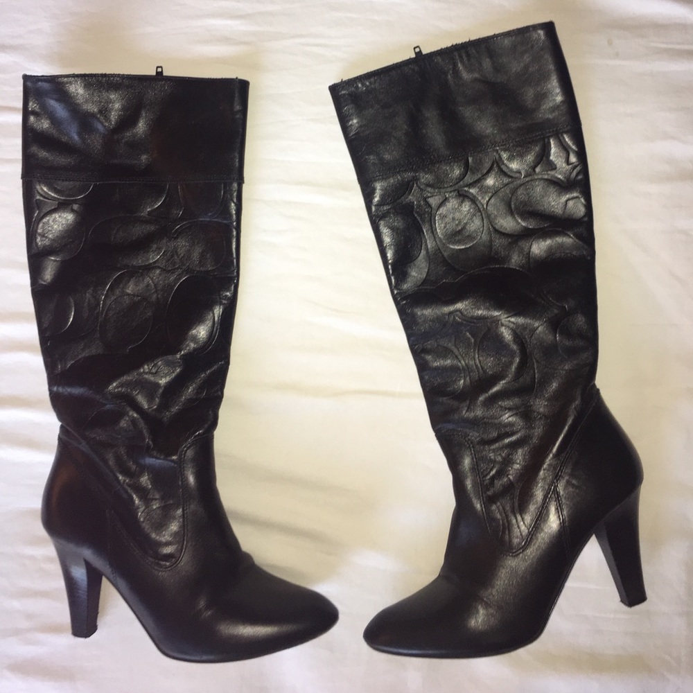 COACH "MILLIE" BLACK LEATHER BOOTS SIZE 8