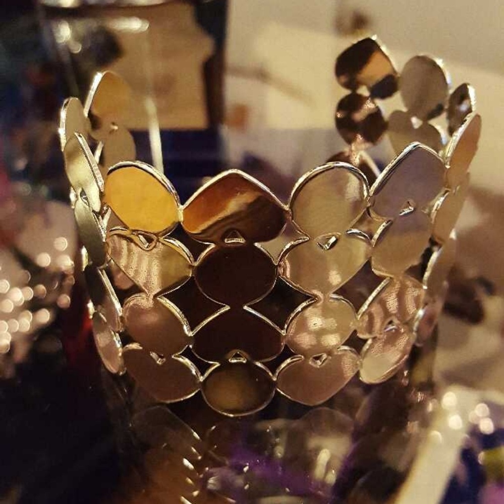 Heart and Circle Silver Cuff