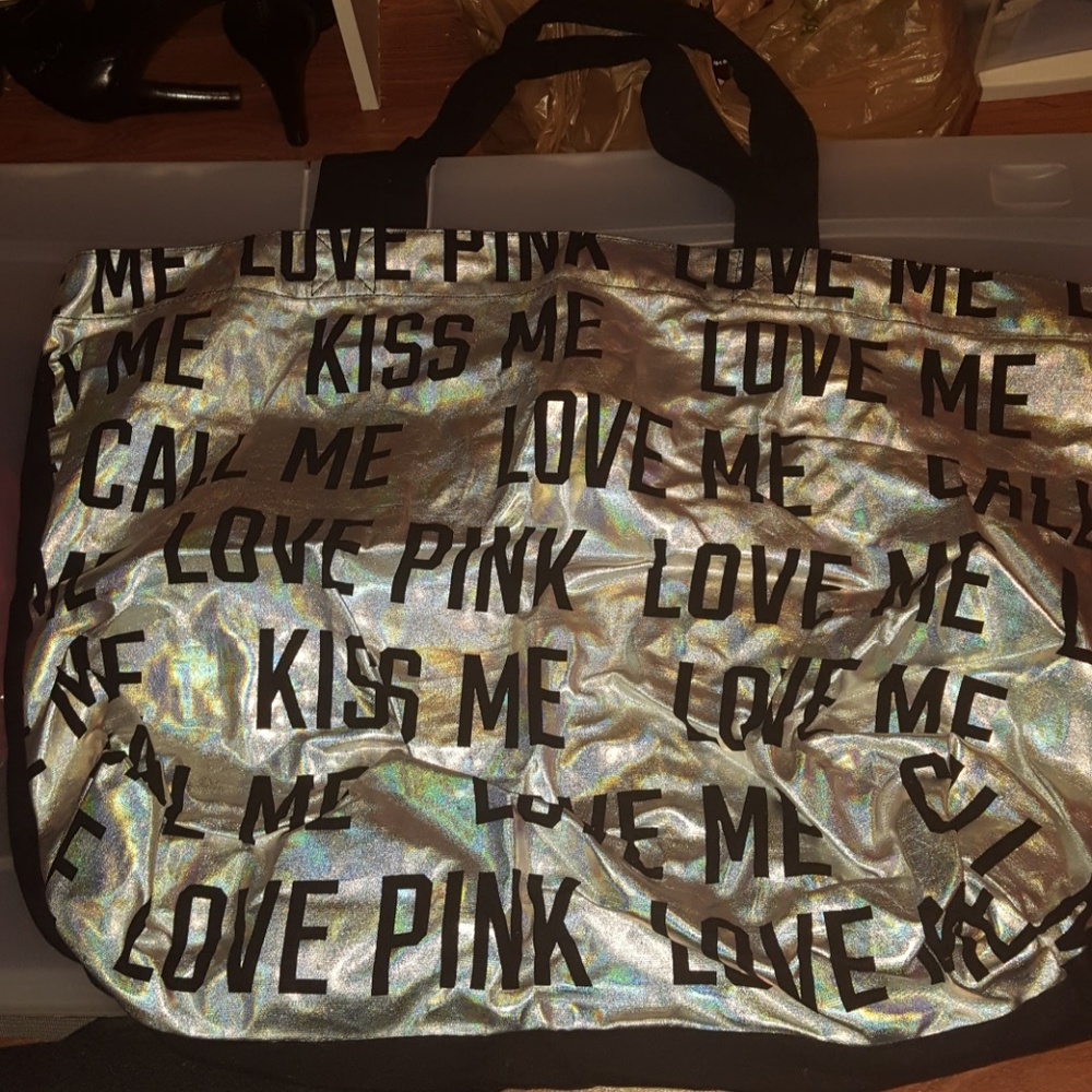 Metallic LOVE PINK tote