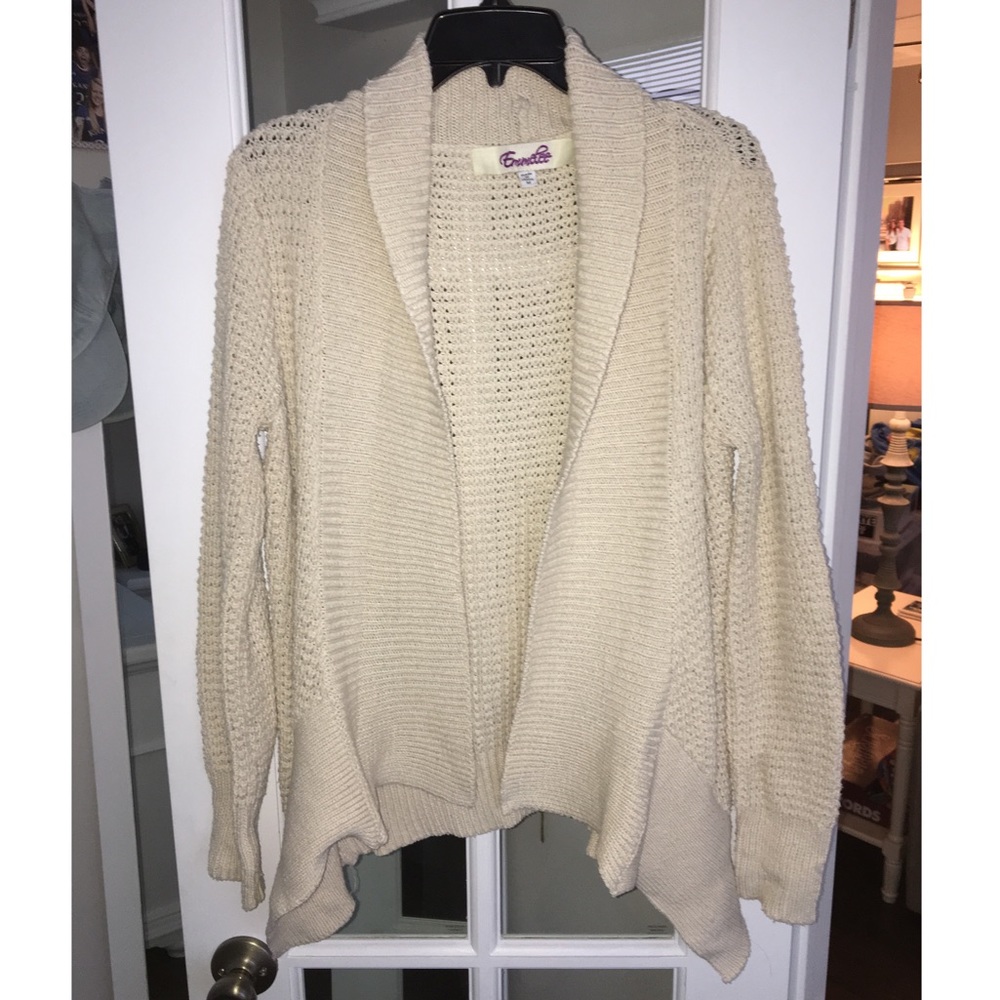 Cream Knit Cardigan Sweater, Size Medium