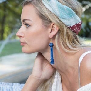 Blue Beaded Agra Earrings by Noonday