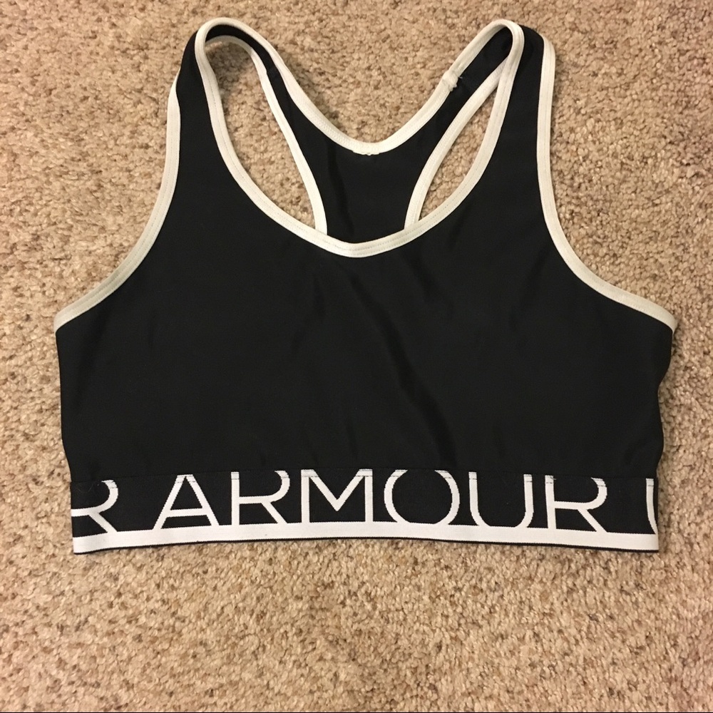 Under Armour Mid Sports Bra Black Silver Small