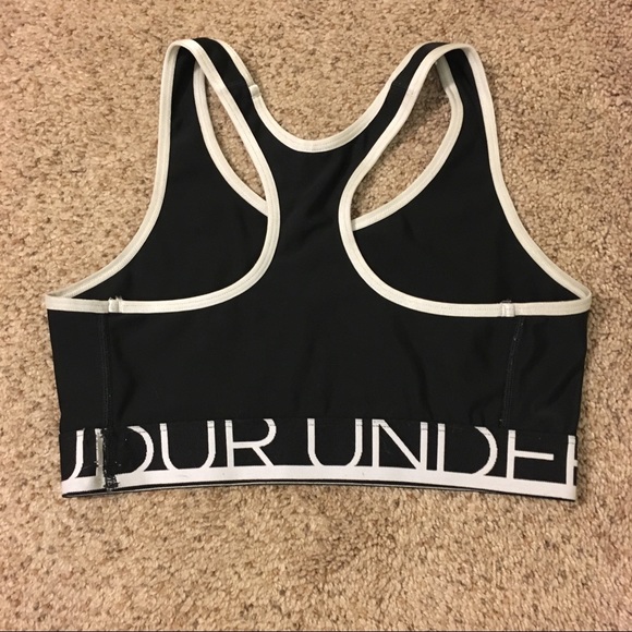 Under Armour Mid Sports Bra Black Silver Small - Picture 2 of 2