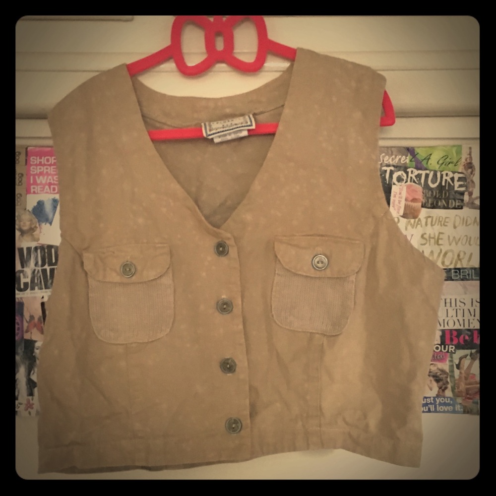 Vintage upcycle crop vest button up one of a kind!