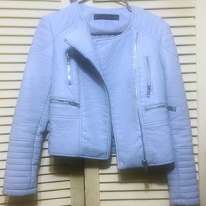 Sz SM Baby Blue faux leather jacket from ZARA.
