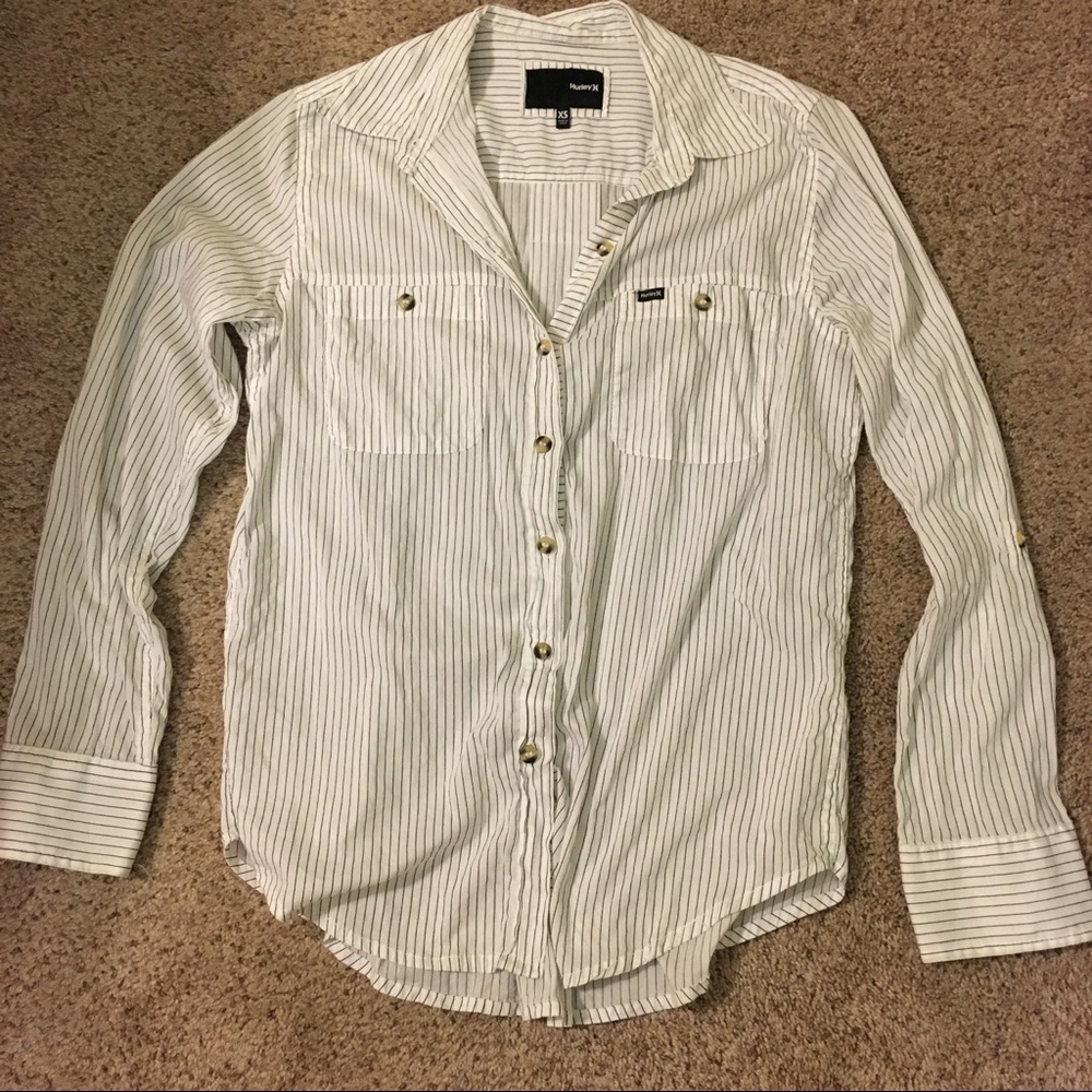Hurley Wilson Long Sleeve Pinstripe White Shirt XS