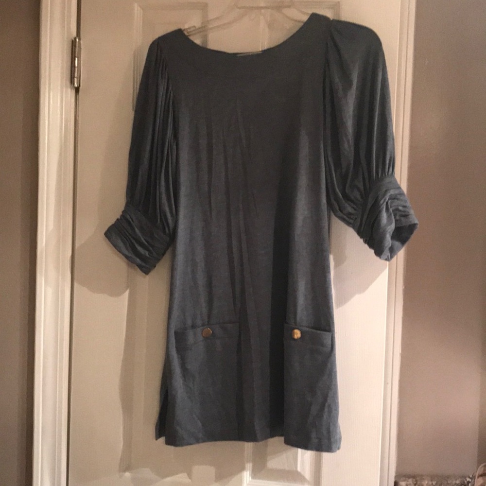 Gray Puffy Sleeve Dress