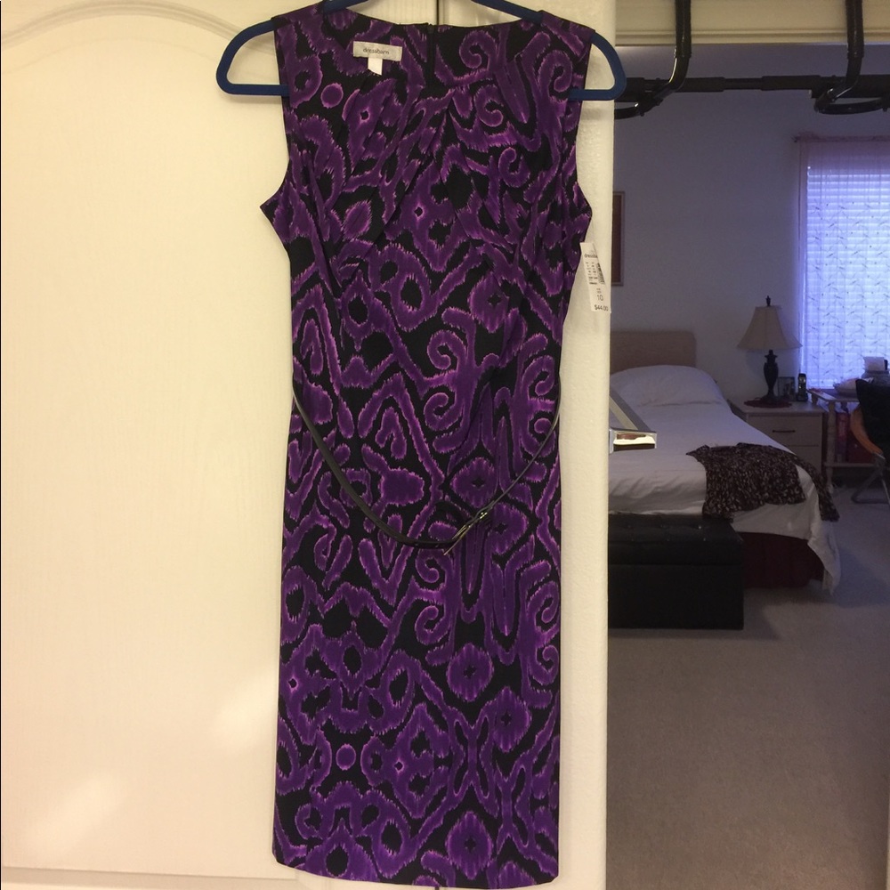Purple and black dressbarn dress w/ belt size 10