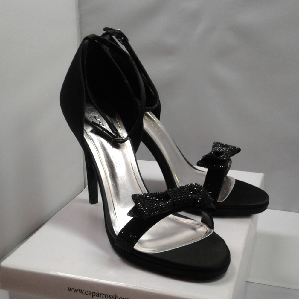 Women's Black Zolina Open-toe Synthetic Heels