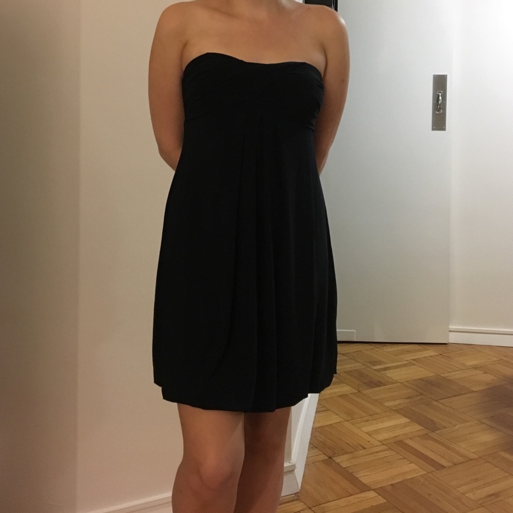 Black strapless cocktail dress