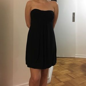 Black strapless cocktail dress