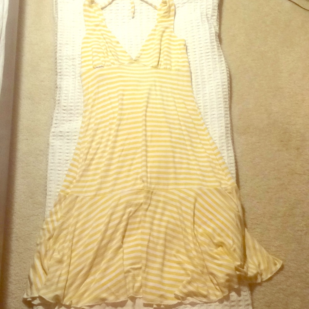 Sense yellow and white striped dress