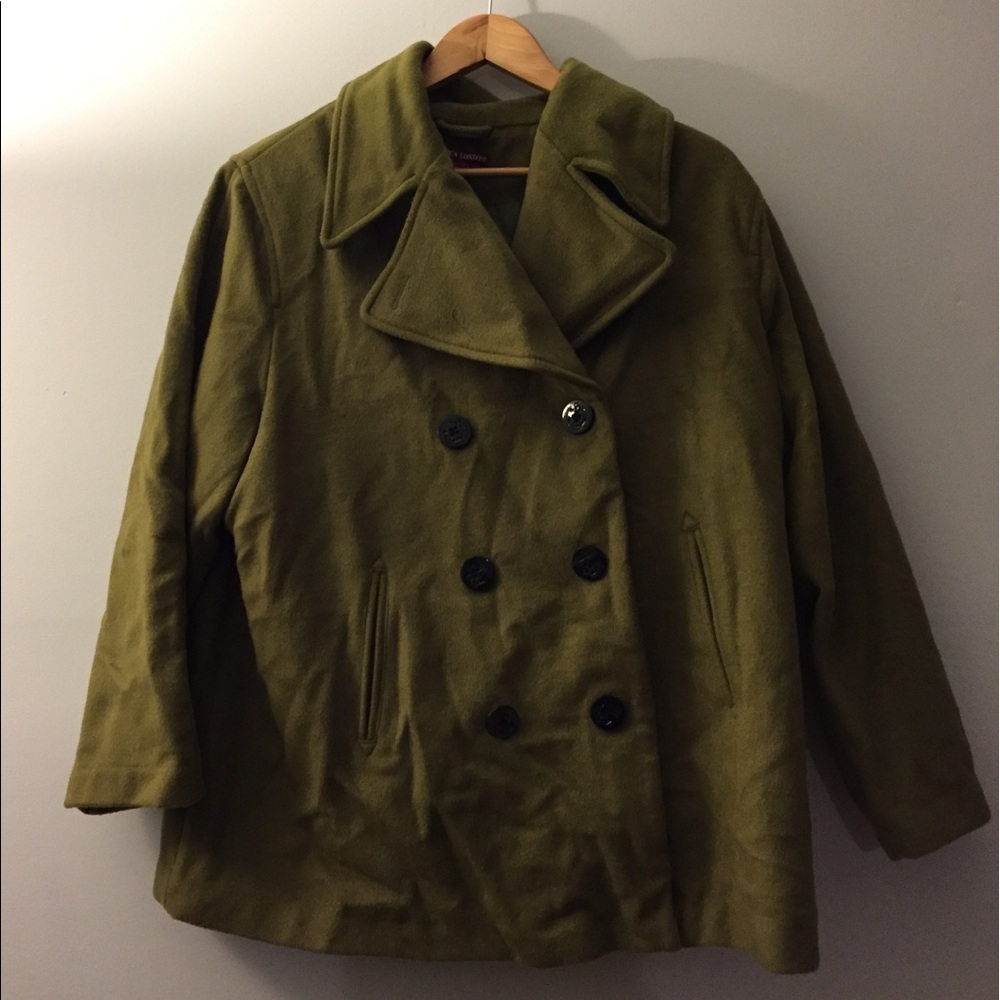 Jessica London Green Wool Peacoat