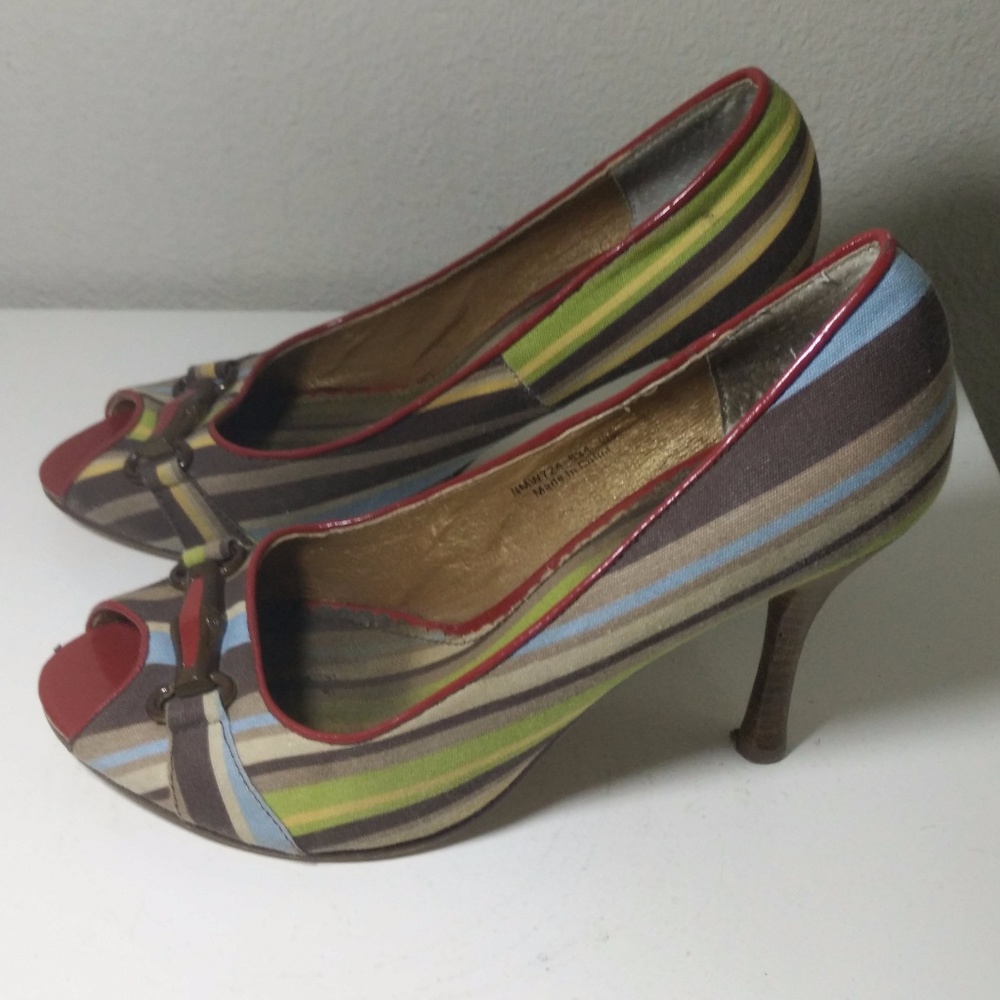 Naughty Monkey Multi Color Striped peep toe Pumps - Picture 3 of 8