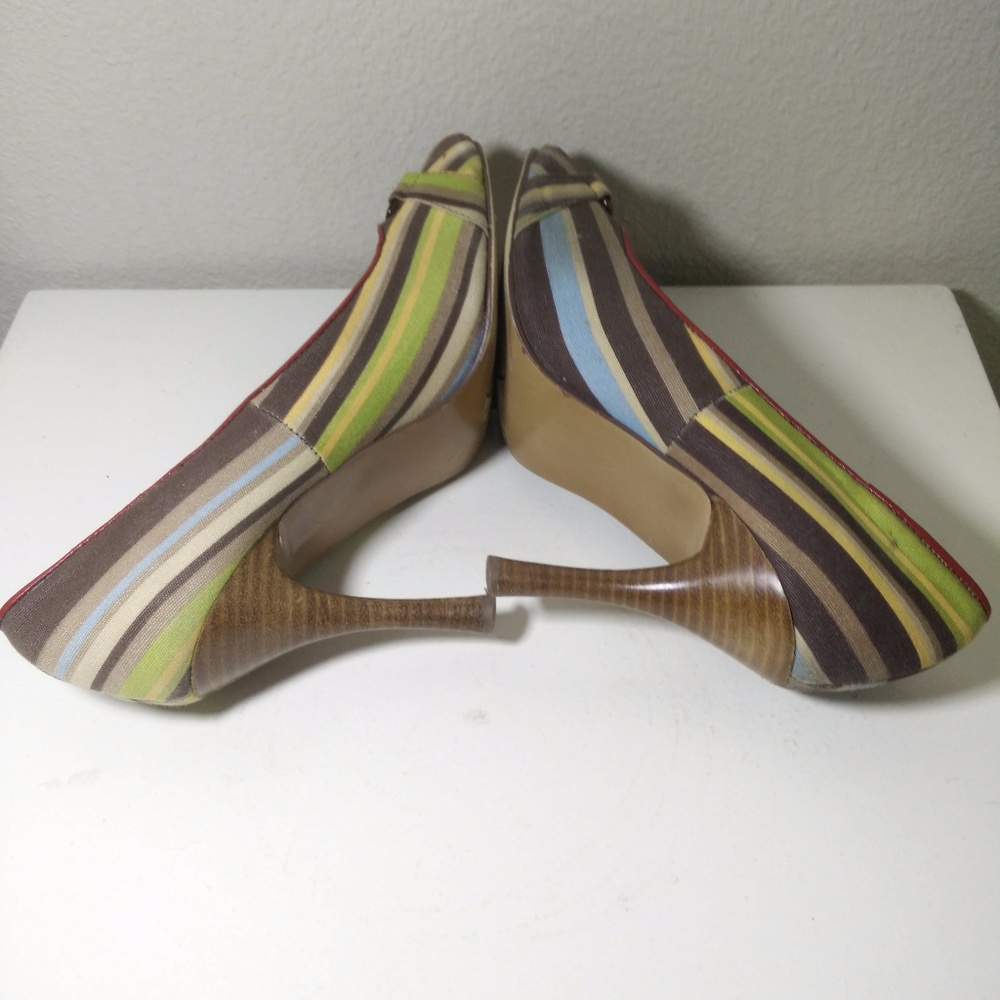 Naughty Monkey Multi Color Striped peep toe Pumps - Picture 5 of 8