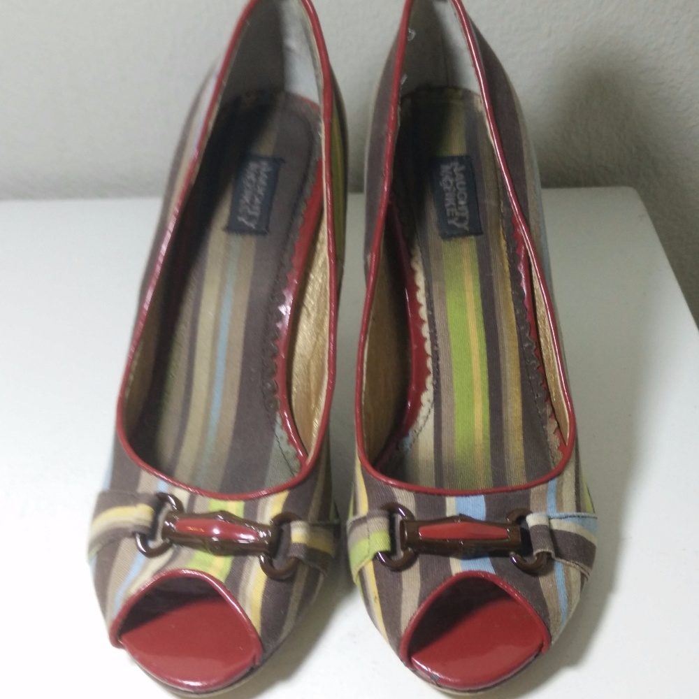 Naughty Monkey Multi Color Striped peep toe Pumps - Picture 2 of 8