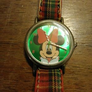Disney Minnie Mouse Plaid Christmas Watch