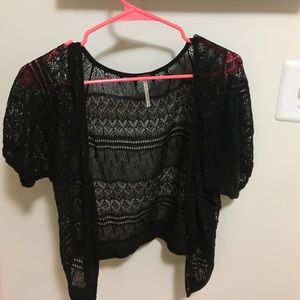 Black lace/crochet accent sweater