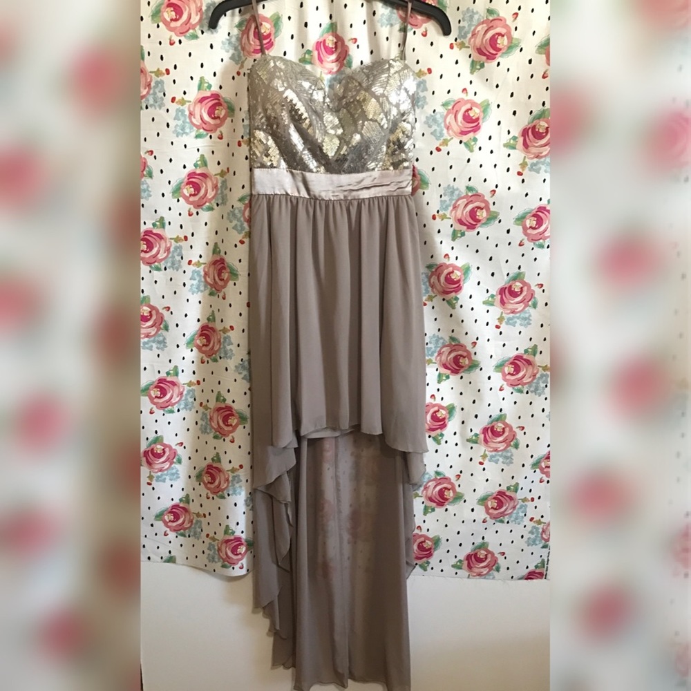 Taupe Hi/Low Prom/Homecoming Dress || As U Wish