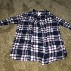 Pink,White, and Navy Blue Plaid shirt