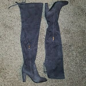 Microsuede thigh high boots