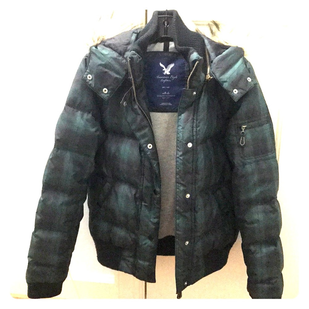 American Eagle Plaid Puffer Jacket