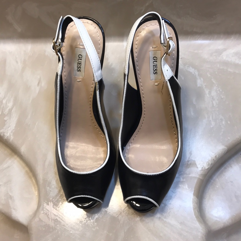 Black and white sling backs