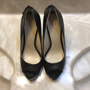 Black peep toe heels