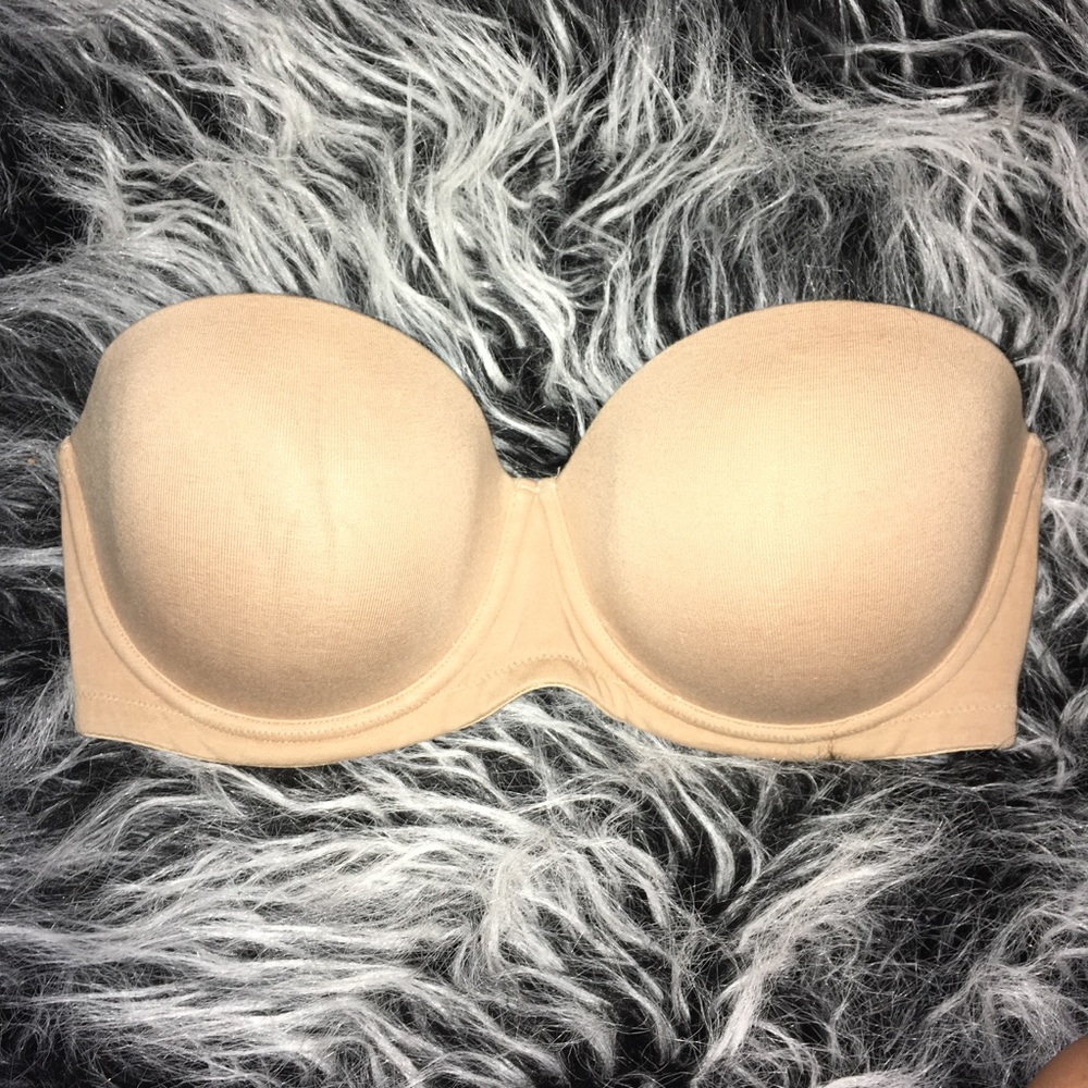 VS 36D Cotton Strapless Bra Nude