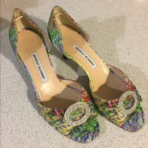 Manolo Blahnik Floral Print Heels
