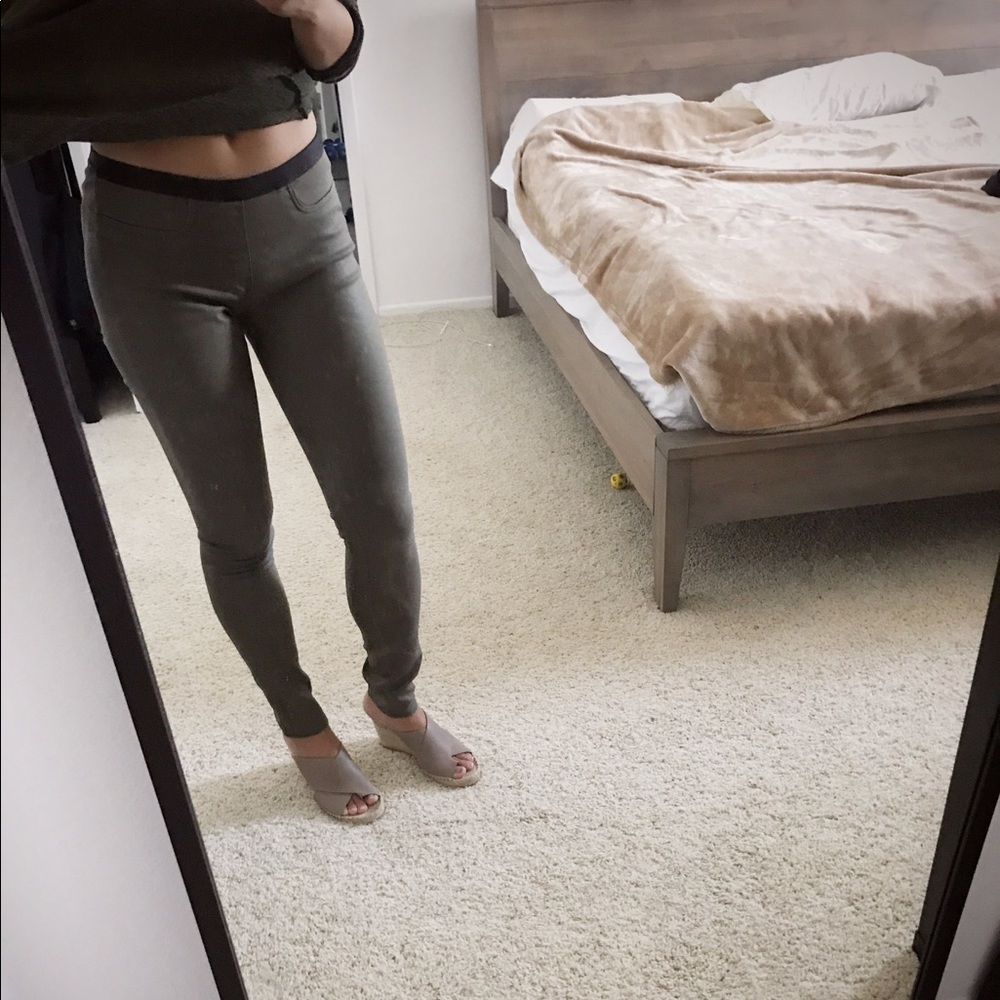 Helmut lang elastic washed jeggings in Khaki color