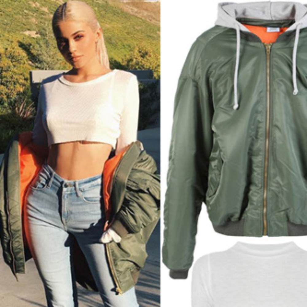 SOLD Kylie Green Bomber Jacket Military Look SOLD