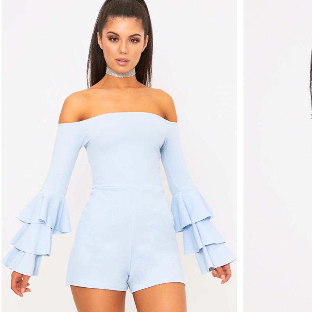 Baby Blue Frill Layer Romper