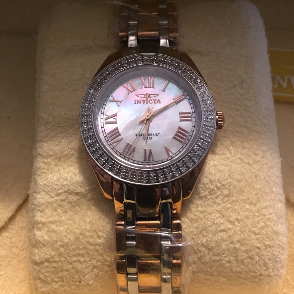 Invicta Mother of Pearl Two Tone Diamond Watch