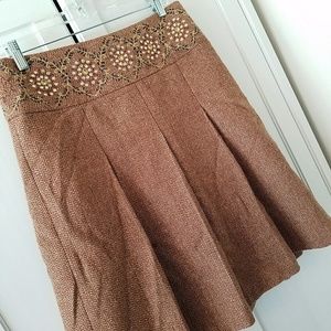 LOFT embroidered tweed skirt