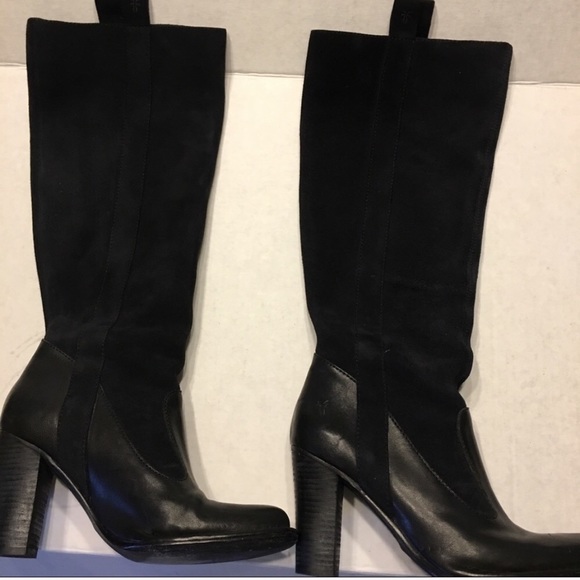 Frye Shoes - FRYE Villager Black Leather & Suede knee Boots