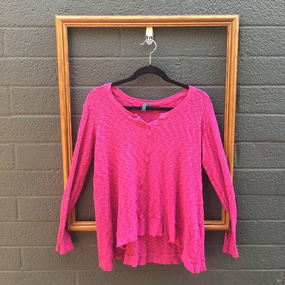 Anthropologie Left of Center Pink Thermal Top
