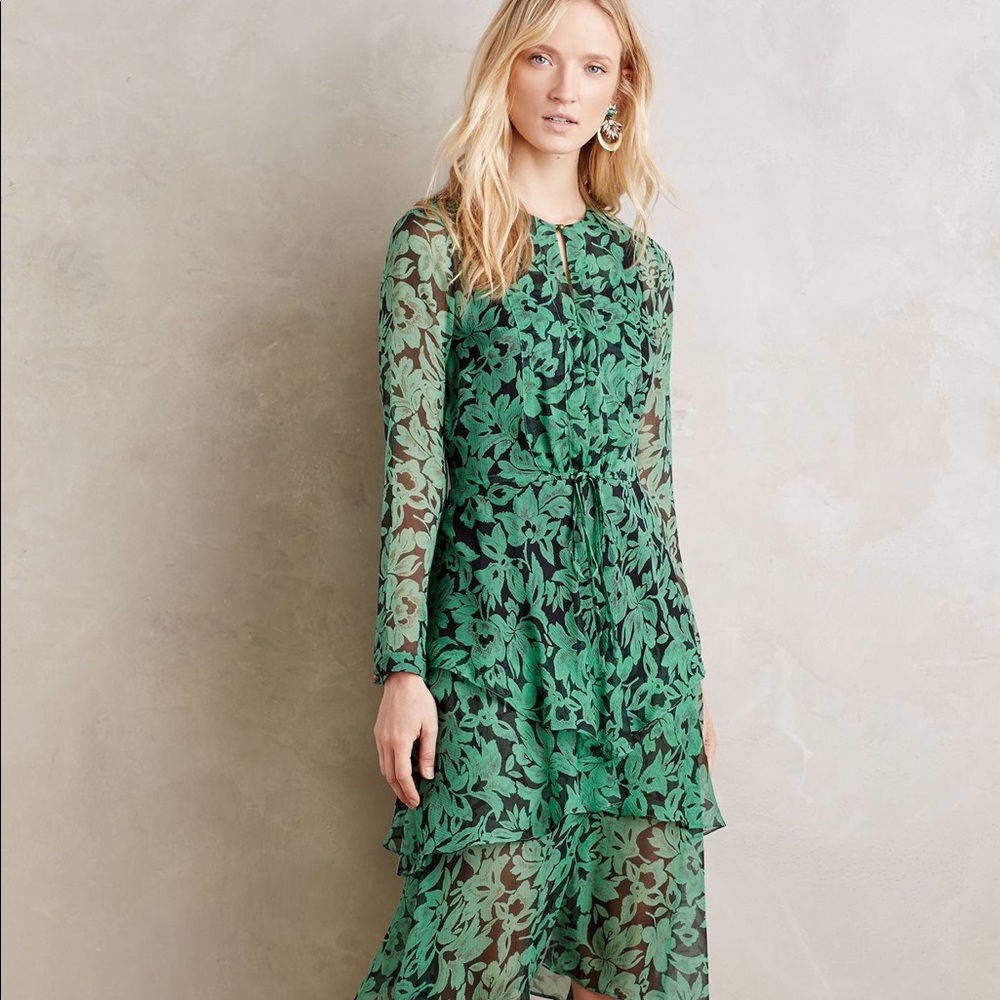Green floral scarf dress