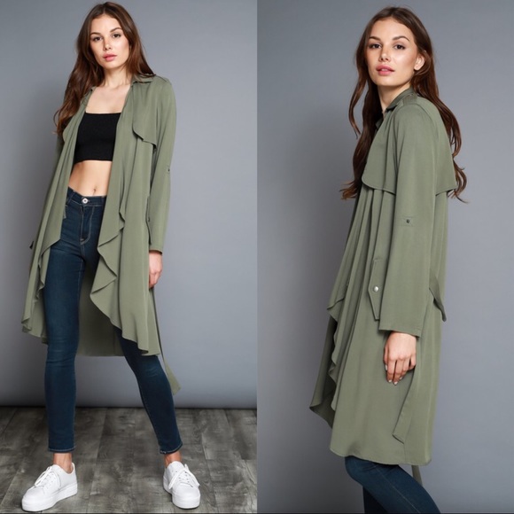 Olive Green Trench - Picture 2 of 3