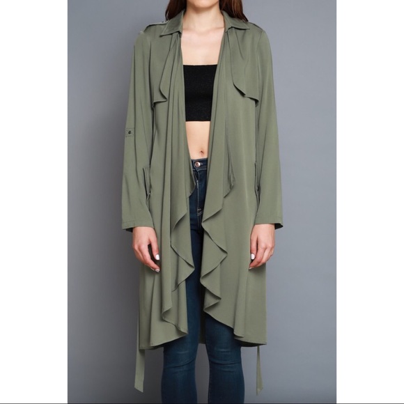 Olive Green Trench - Picture 3 of 3