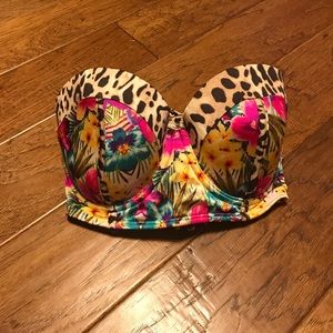 VS Animal & Flower Corset Strapless Bathing Suit