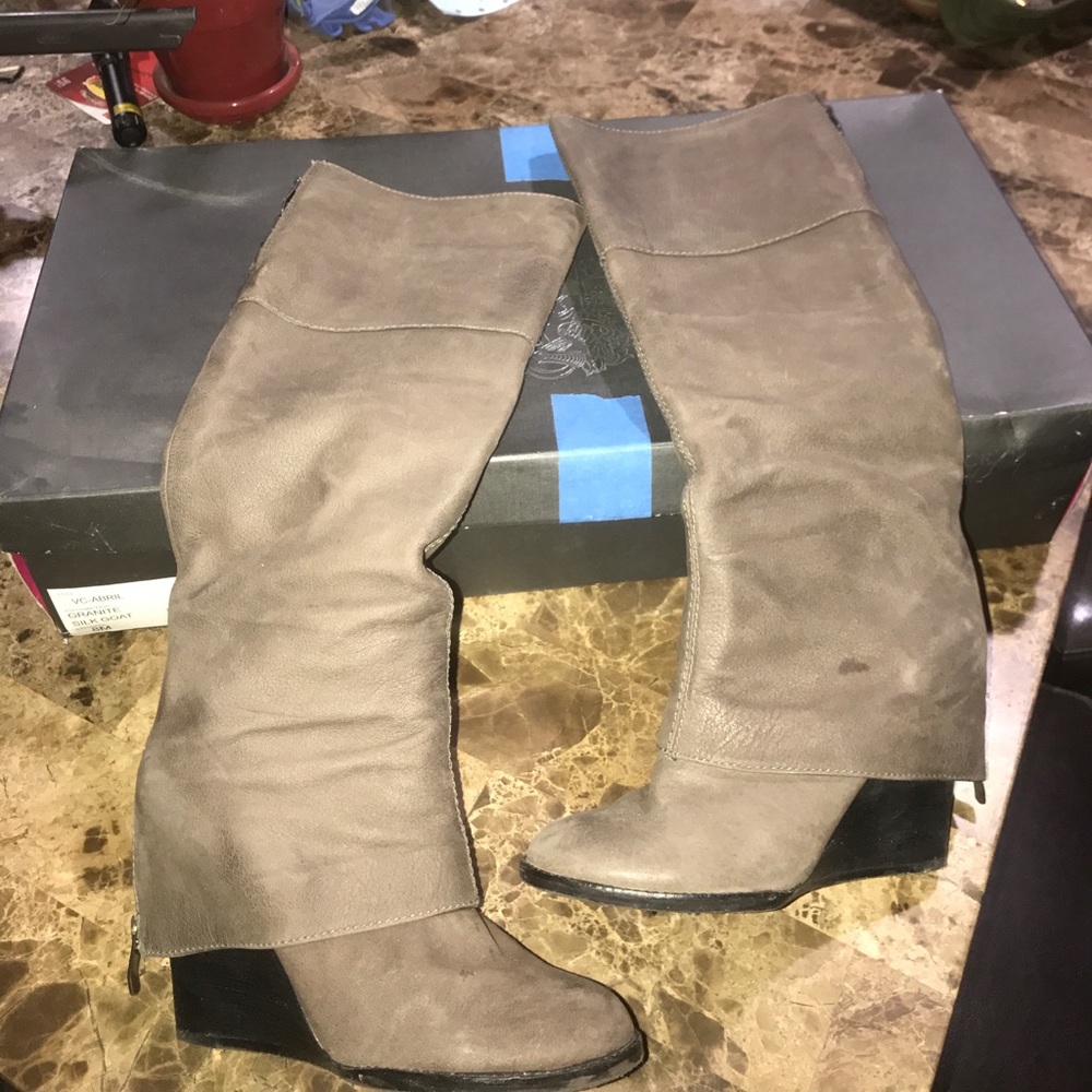 Knee high wedge boot