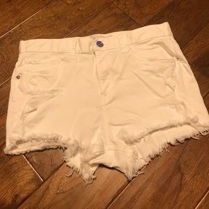 Express White Denim Ripped Cut Off Shorts Size 10