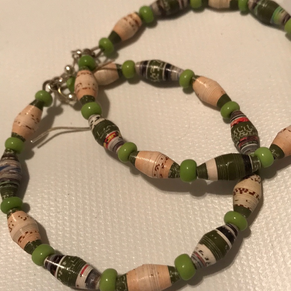 Handmade earrings made from recycled materials