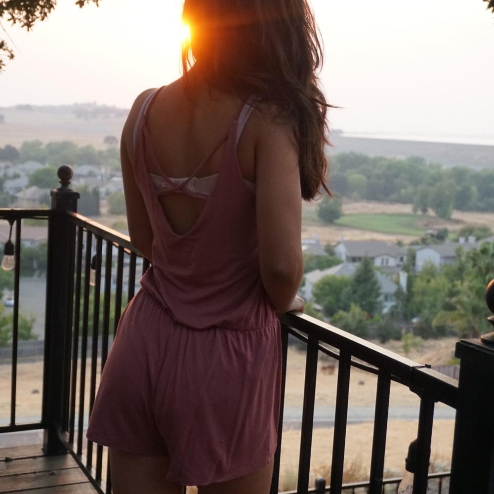 •CROSS BACK pink ROMPER•