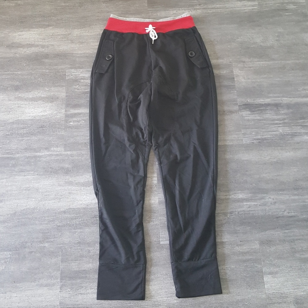 Black Double Trim Harem Sweats