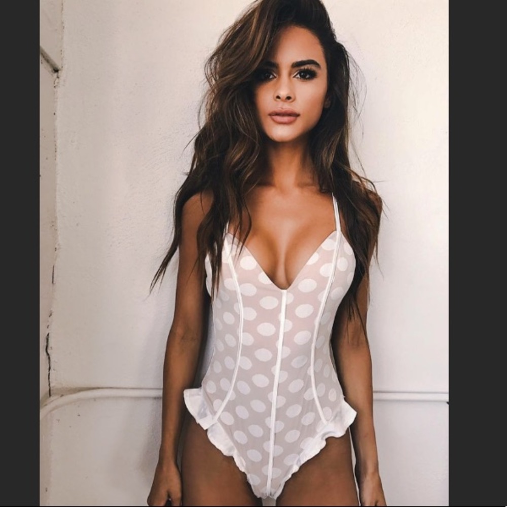 White body suit with nude underneath