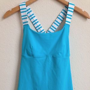 Lululemon blue and white striped tank