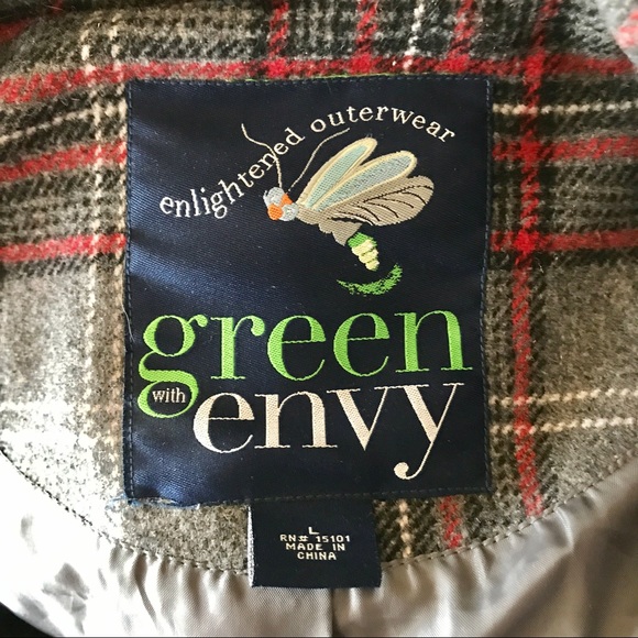 💕GREEN ENVY PLAID DBL BREASTED COAT POCKETS LINED - Picture 8 of 8