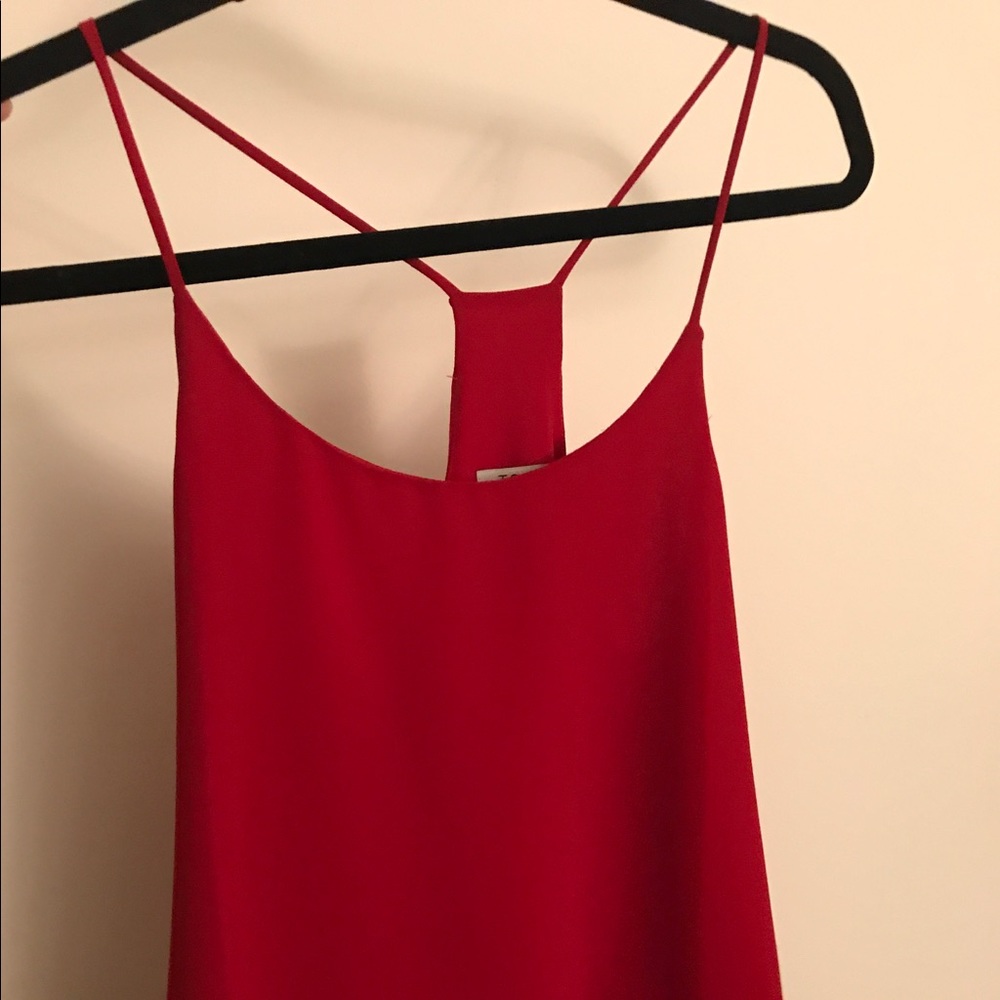 Tobi red skinny strap tank top